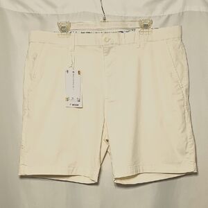 NWT Denim & Flower Ricky Singh Mens Power Stretch White Cotton Shorts 38